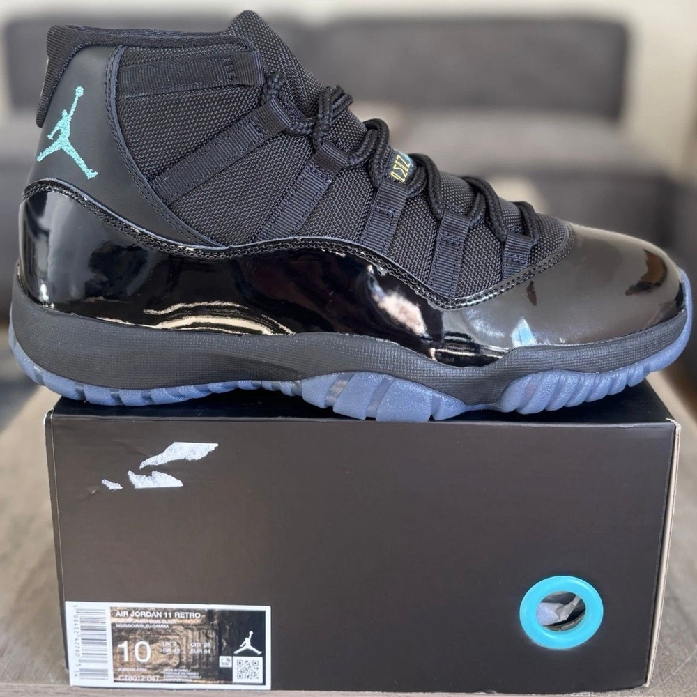 Jordan 11 Retro Black and Gamma Blue